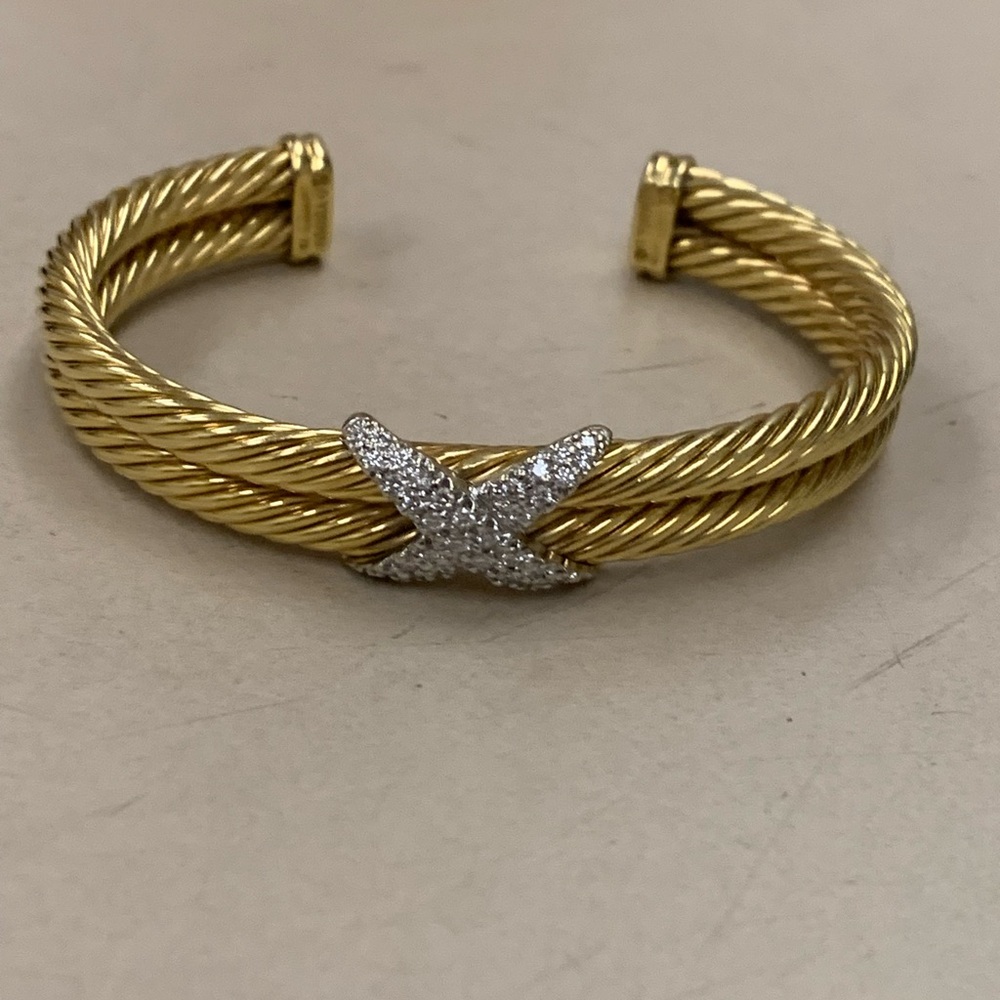 david yurman 18k double cable bracelet with X